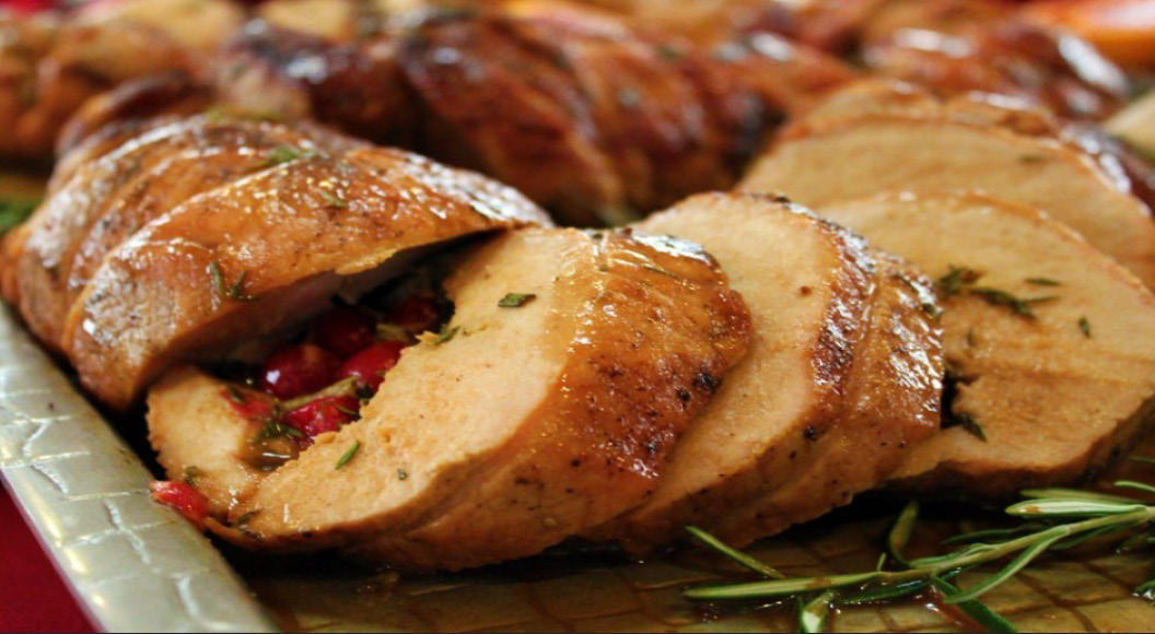 Christmas Pork Loin Roast with Apple & Cranberry Stuffing